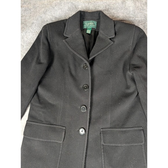 Lauren Ralph Lauren Black Wool Blend Car Coat Button Front Notched Lapel 4 - Picture 5 of 8